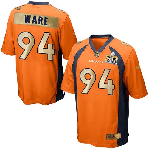 Men's Game DeMarcus Ware Nike Jersey Orange - #94 Super Bowl 50 Collection NFL Denver Broncos